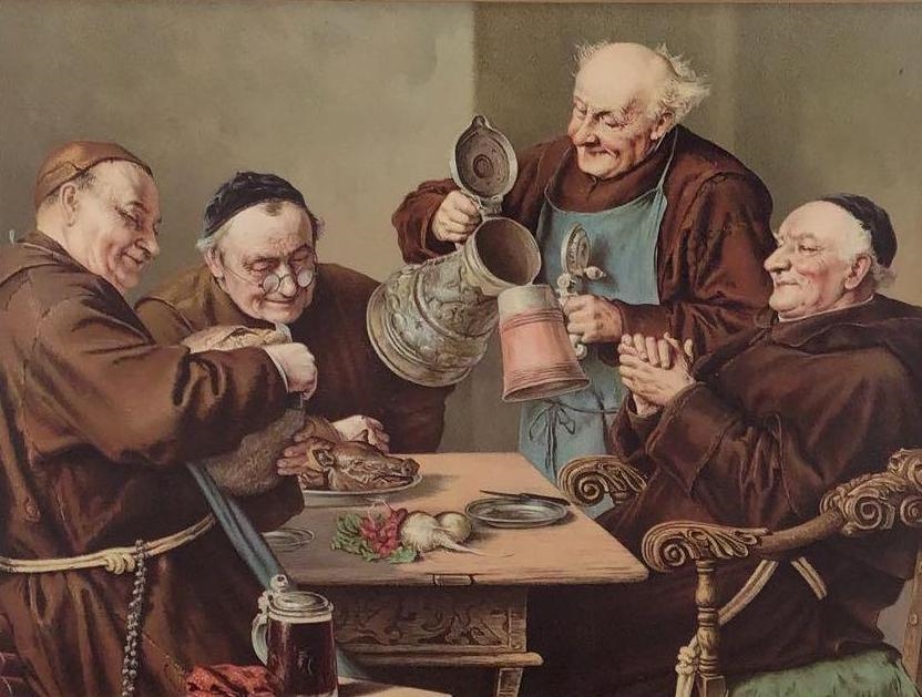 Eduard von Grützner | Seated monks drinking and dining | MutualArt