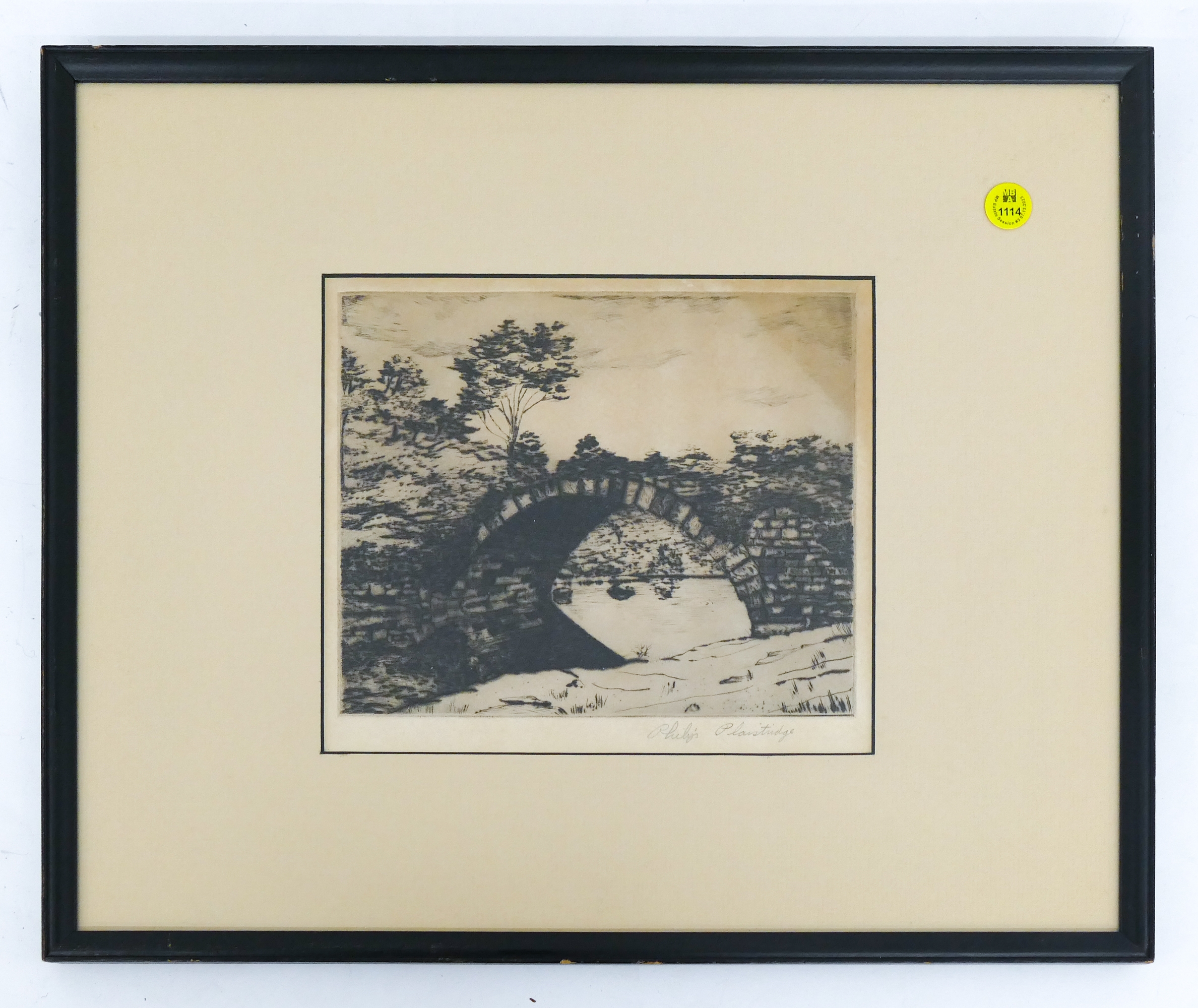 Artwork by Philip Plaistridge, ''BRIDGE SCENE'', Made of Etching