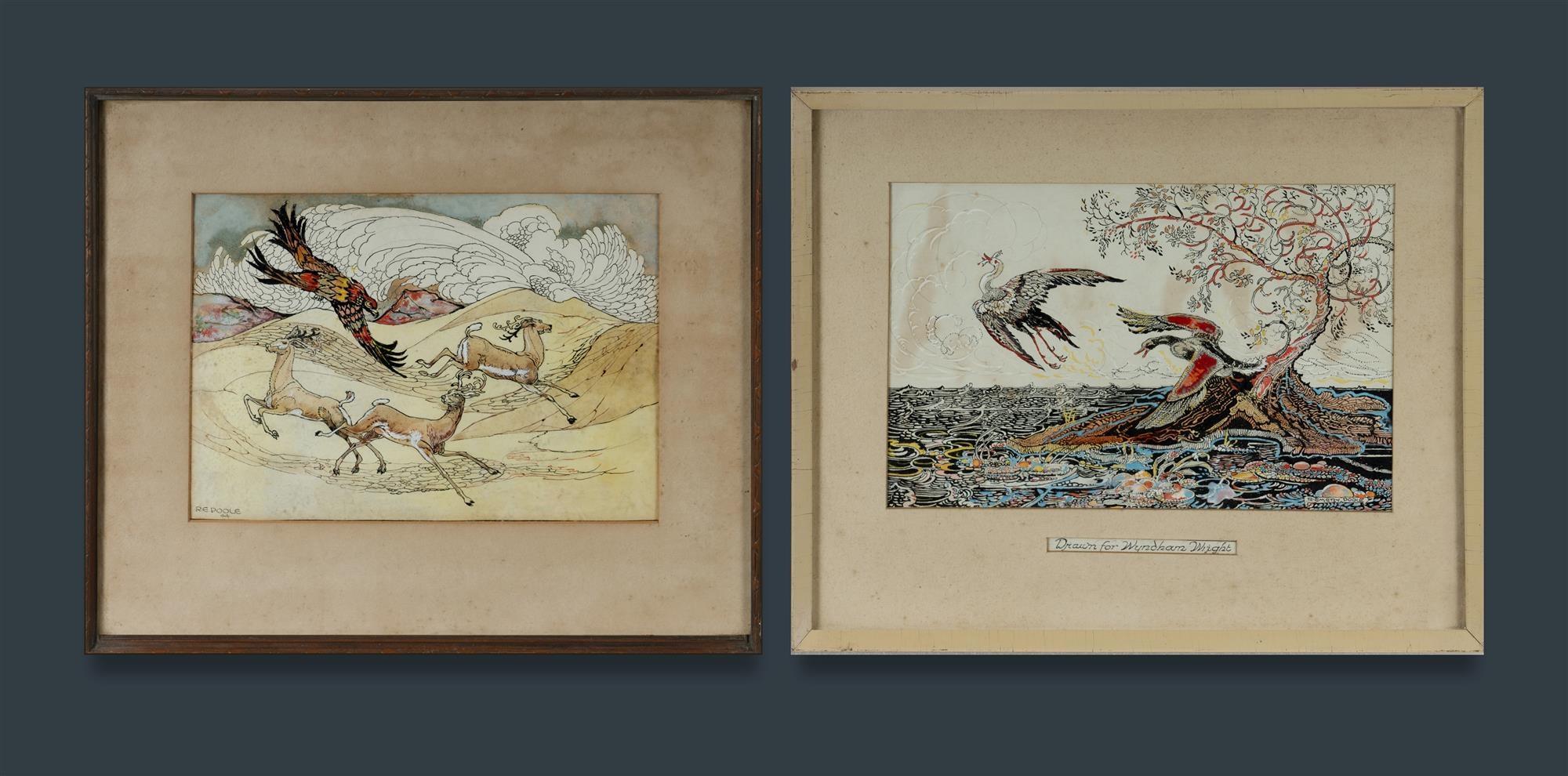 Robert Emery Poole | Landscape with Deer & Phoenix and Island Scene ...