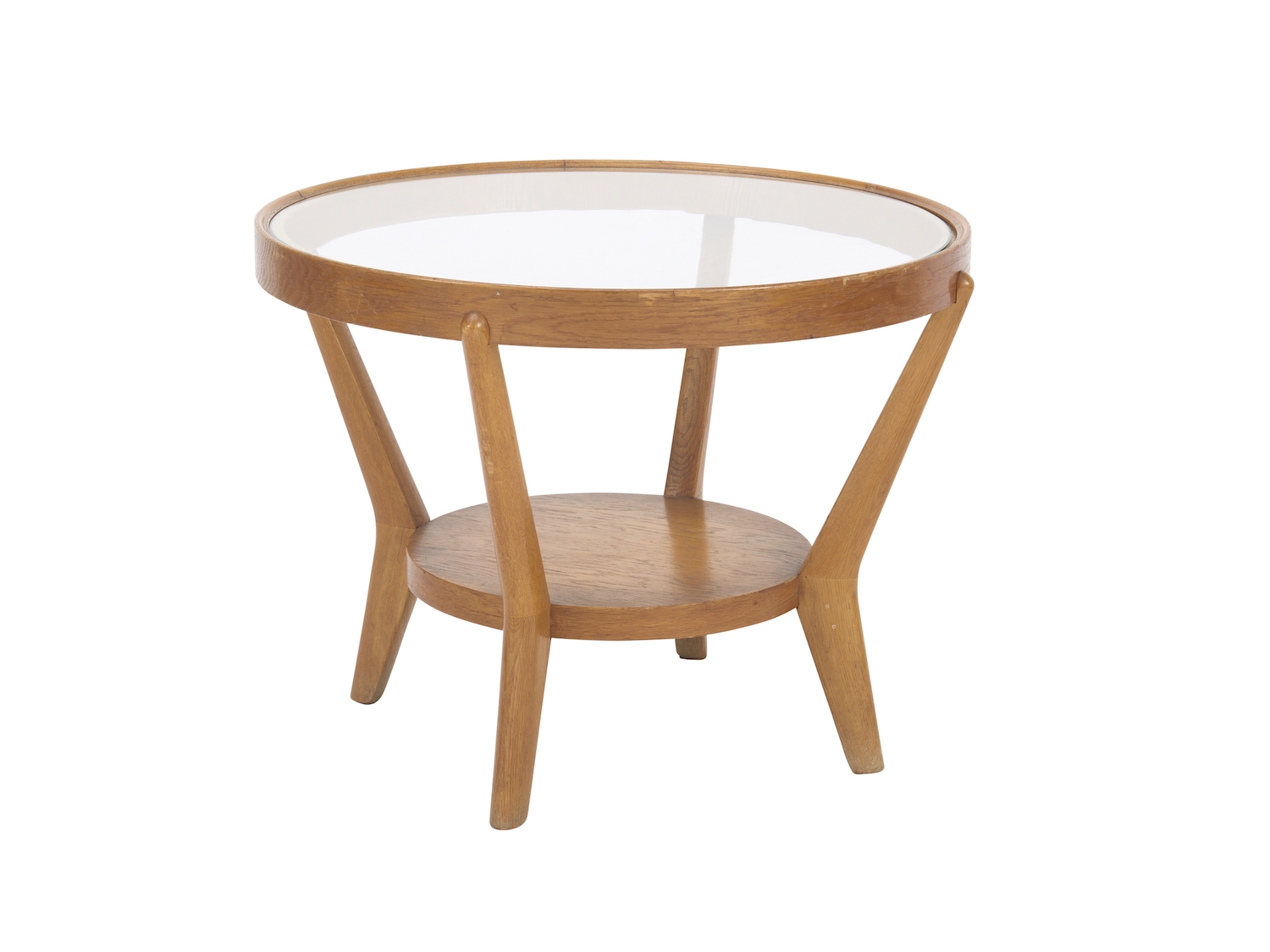 Artwork by Karel Koželka, Antonín Kropacek, OCCASIONAL TABLE, Made of Solid oak veneer and glass