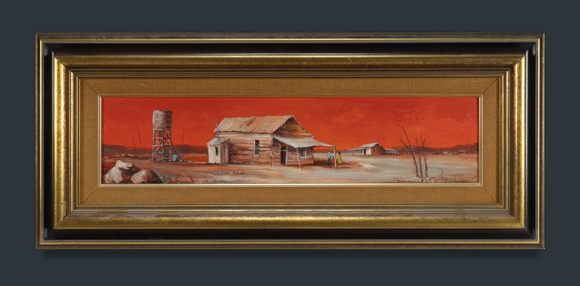 Ric Elliot | Homestead with Aboriginal Family | MutualArt
