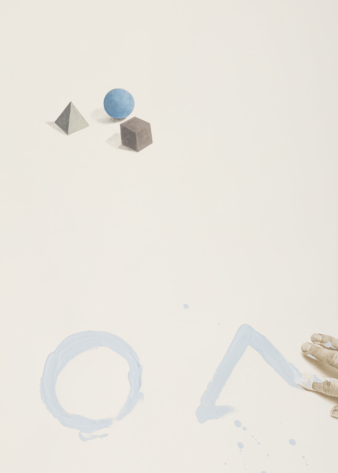 Artwork by Liliana Porter, The Resemblance, Made of pencil, acrylic, and silkscreen on paper