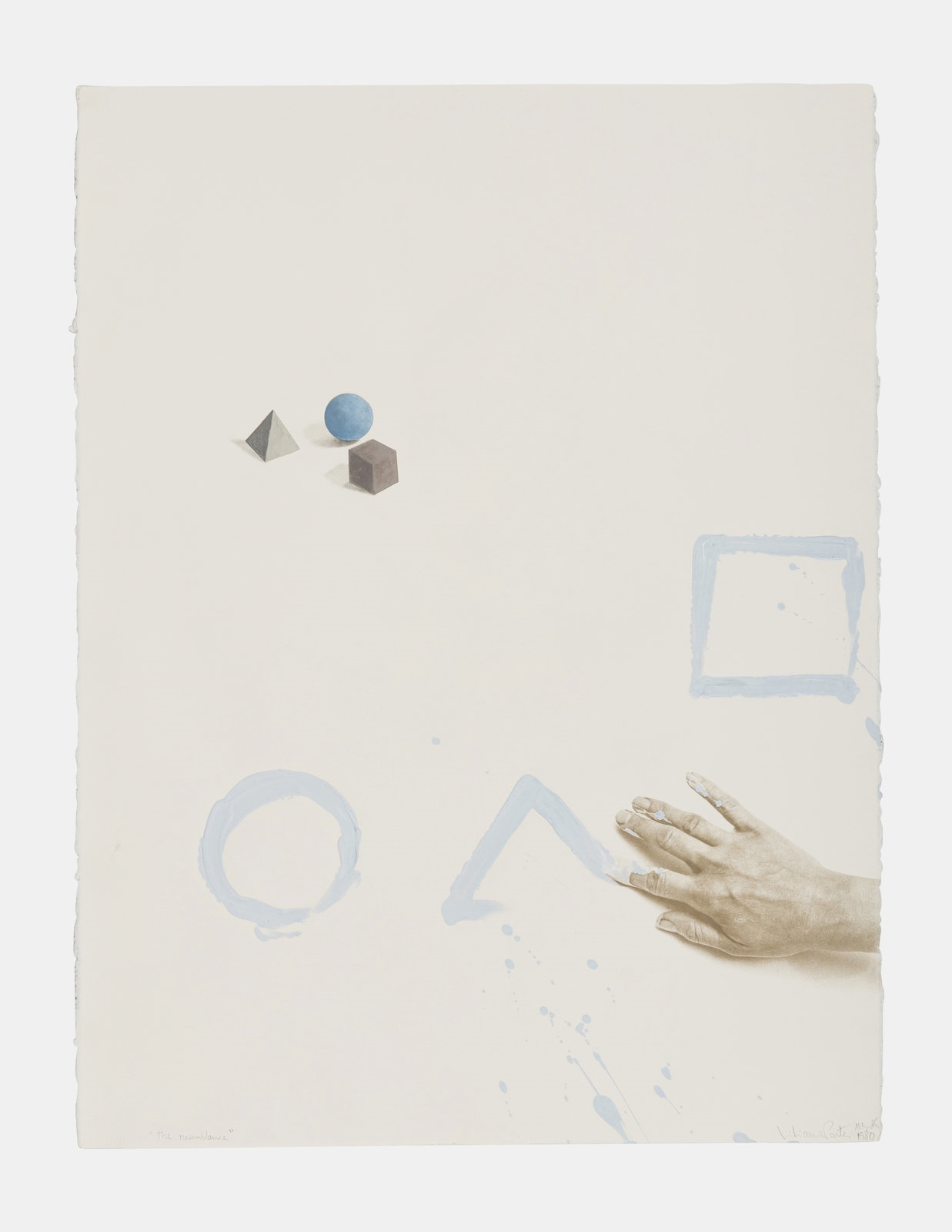 Artwork by Liliana Porter, The Resemblance, Made of pencil, acrylic, and silkscreen on paper