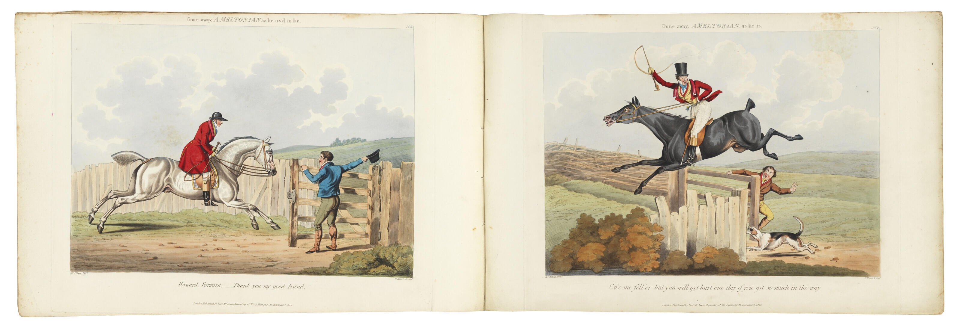 Henry Thomas Alken, [Fores's Hunting Sketches: The Right and Wrong Sort,  or a Good and Bad Way of going across Country. London: Messrs. Fores, .]  (1859)