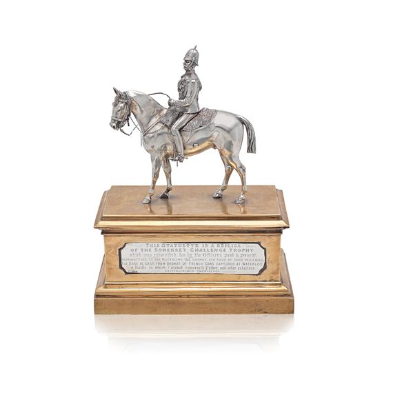 MILITARY INTEREST: a Victorian silver and bronze statuette modelled on the 'Somerset Challenge Trophy' - John Aldwinckle
