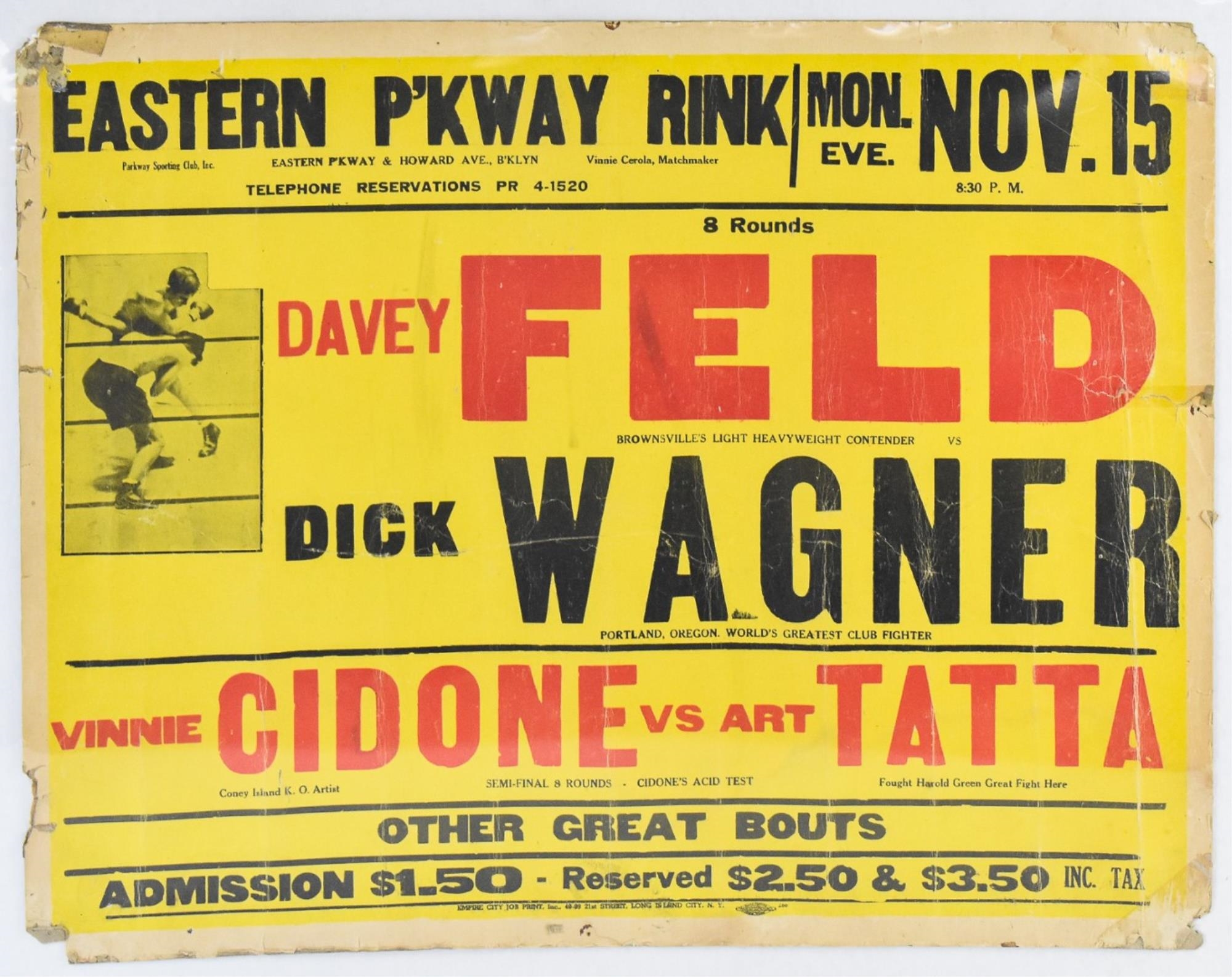 Dick Wagner DAVEY FELD VS DICK WAGNER PROMO POSTER (1948) MutualArt