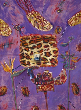 Strelitzia's and Edo, diptych by Louis Jansen van Vuuren, dated 1995