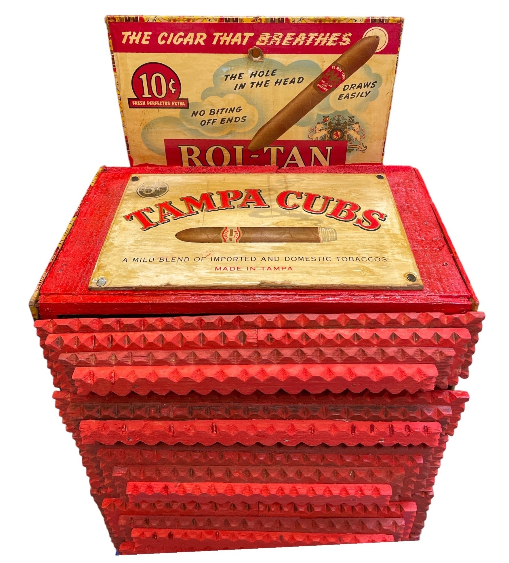 Pops Casey Large 6 Drawer Folk Art Cigar Box MutualArt