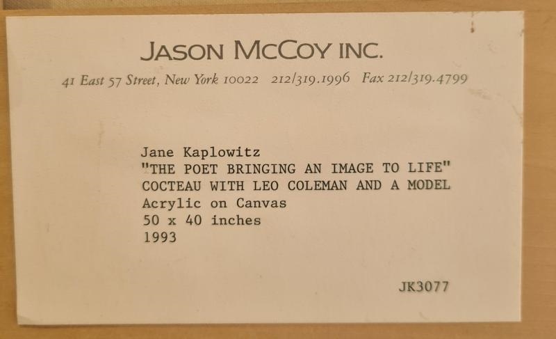 Artwork by Jane Kaplowitz, The poet bringing an image to life cocteau with Leo Coleman and a model, Made of Acrylic on canvas