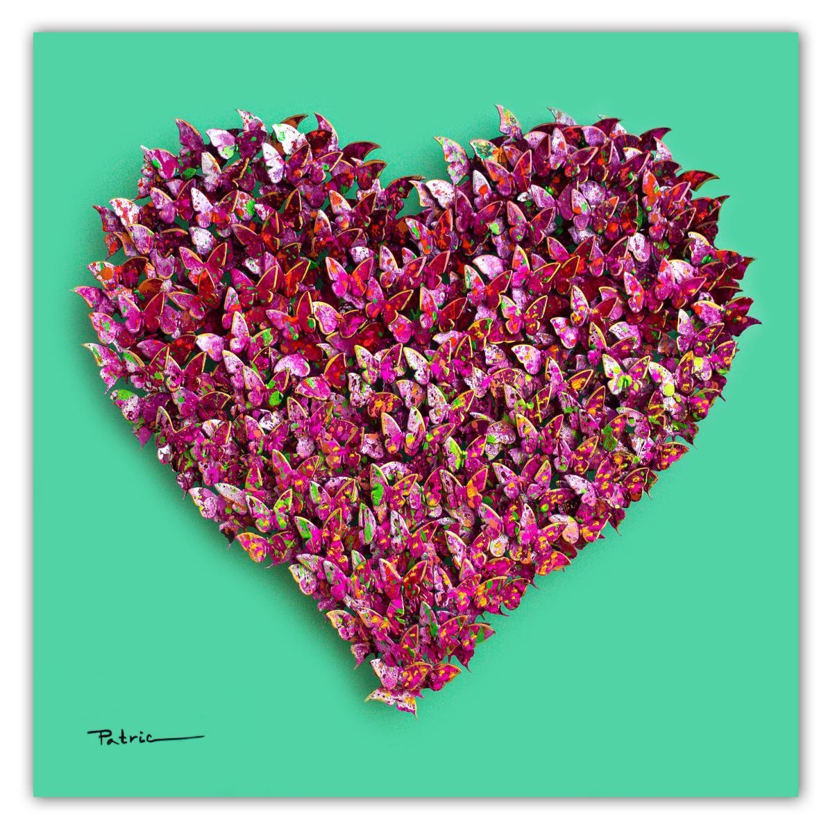 Artwork by Patricia Govezensky, Heart, Made of 3D Metal Art on Wood