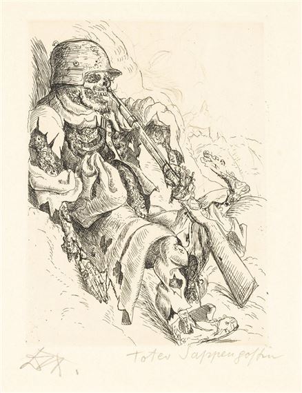 Toter Sappenposten - dal portfolio Der Krieg by Otto Dix, 1924