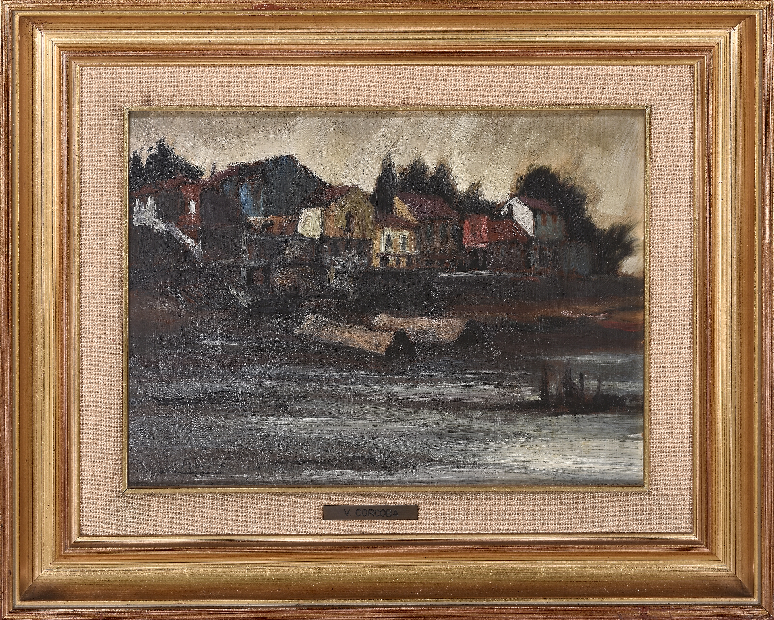 Artwork by Víctor Manuel Corcoba y Conde, "Placeres. Ría de Pontevedra", Made of Oil on canvas