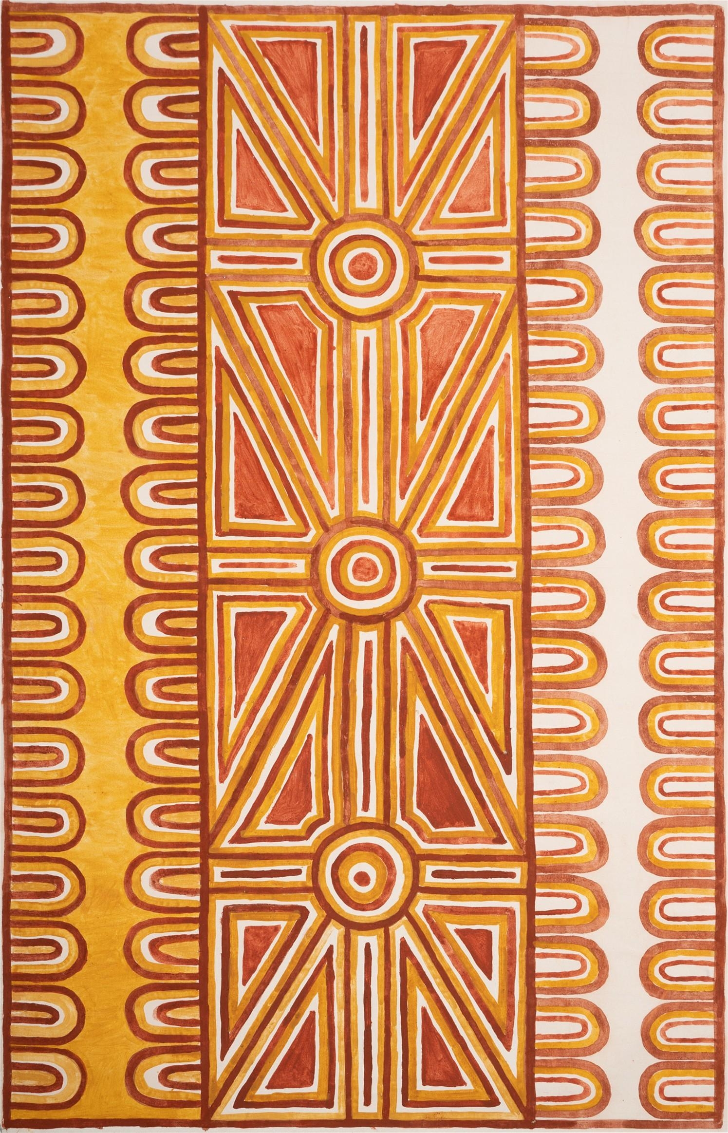 Artwork by Ronnie Dayn'kuli Gurrawurra, Oysters at Gariyak, Made of acrylic on canvas