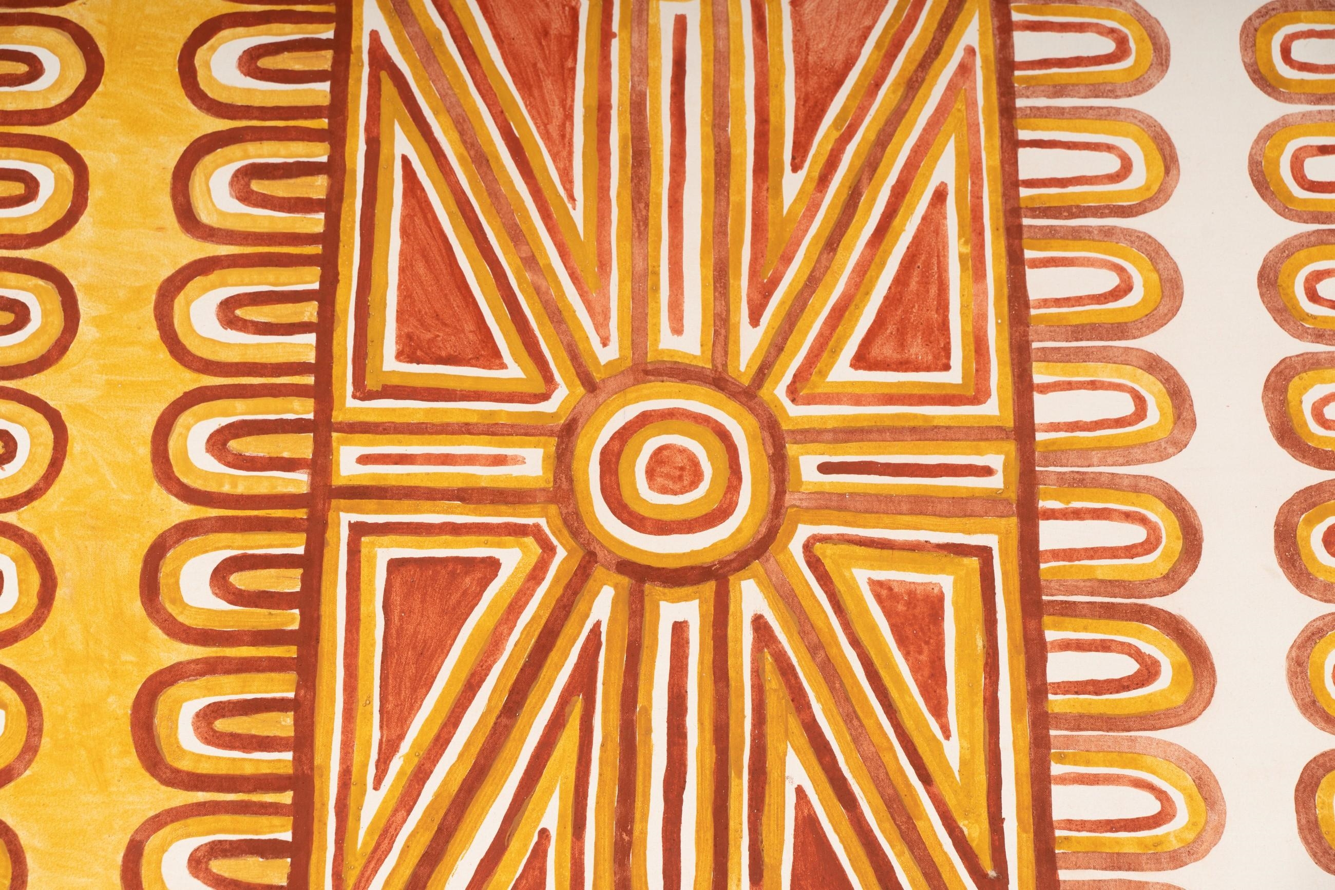 Artwork by Ronnie Dayn'kuli Gurrawurra, Oysters at Gariyak, Made of acrylic on canvas