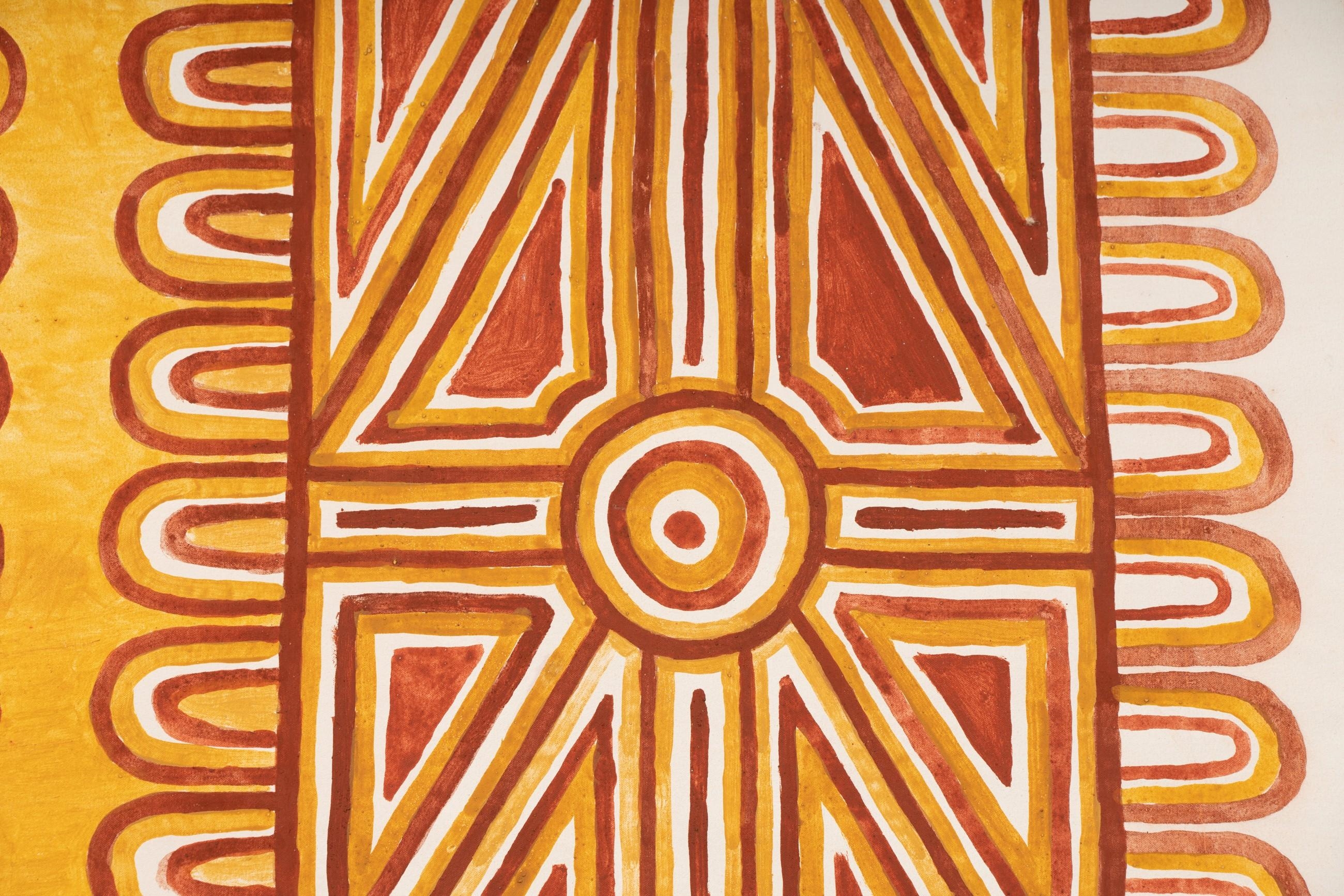 Artwork by Ronnie Dayn'kuli Gurrawurra, Oysters at Gariyak, Made of acrylic on canvas