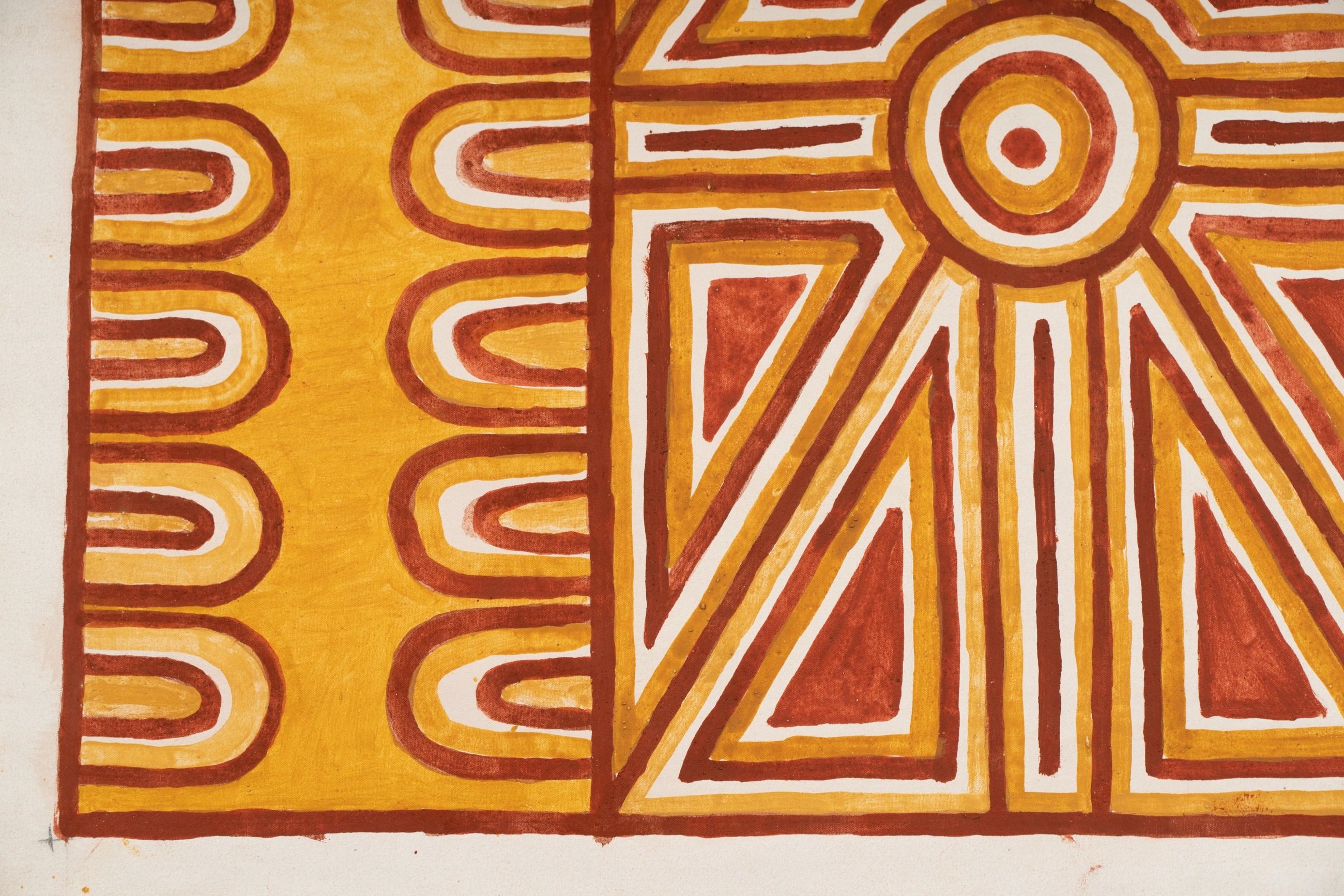 Artwork by Ronnie Dayn'kuli Gurrawurra, Oysters at Gariyak, Made of acrylic on canvas