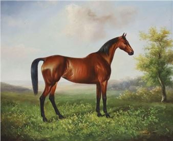 Bay Hunter in a Landscape - Samuel Dutton