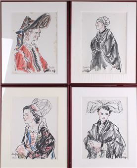 Etudes de costumes bretons (Moelan, Guingamp, Lannilis, Saillé) - Jean Coffin