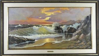 Untitled: Seascape at Sunset - Saverio Tralli