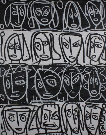 Rows of faces by Rascal