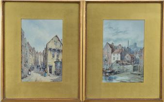 a pair of architectural street watercolours - Neil Stuart Crichton