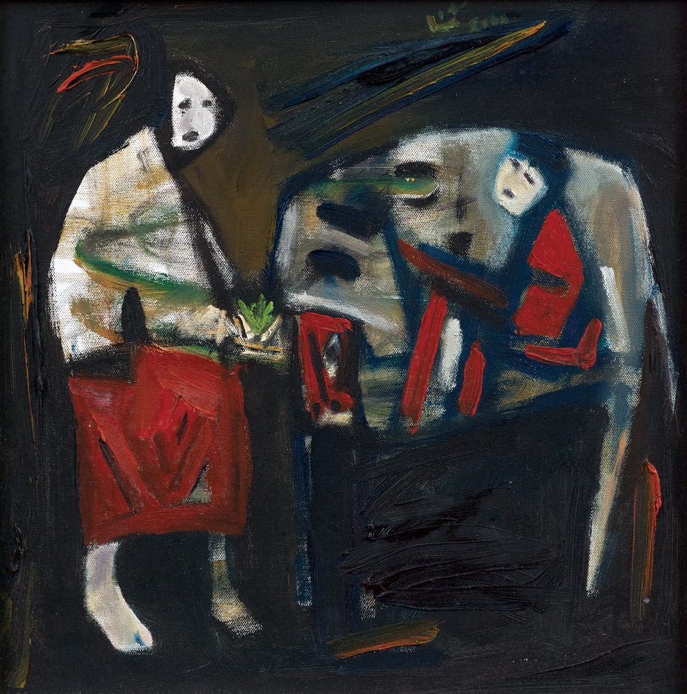 Artwork by Ha Tri Hieu, Feeding Our Cow, Made of oil on canvas