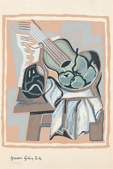 Guitarra, Frutero y Garrafa by Juan Gris, 1924