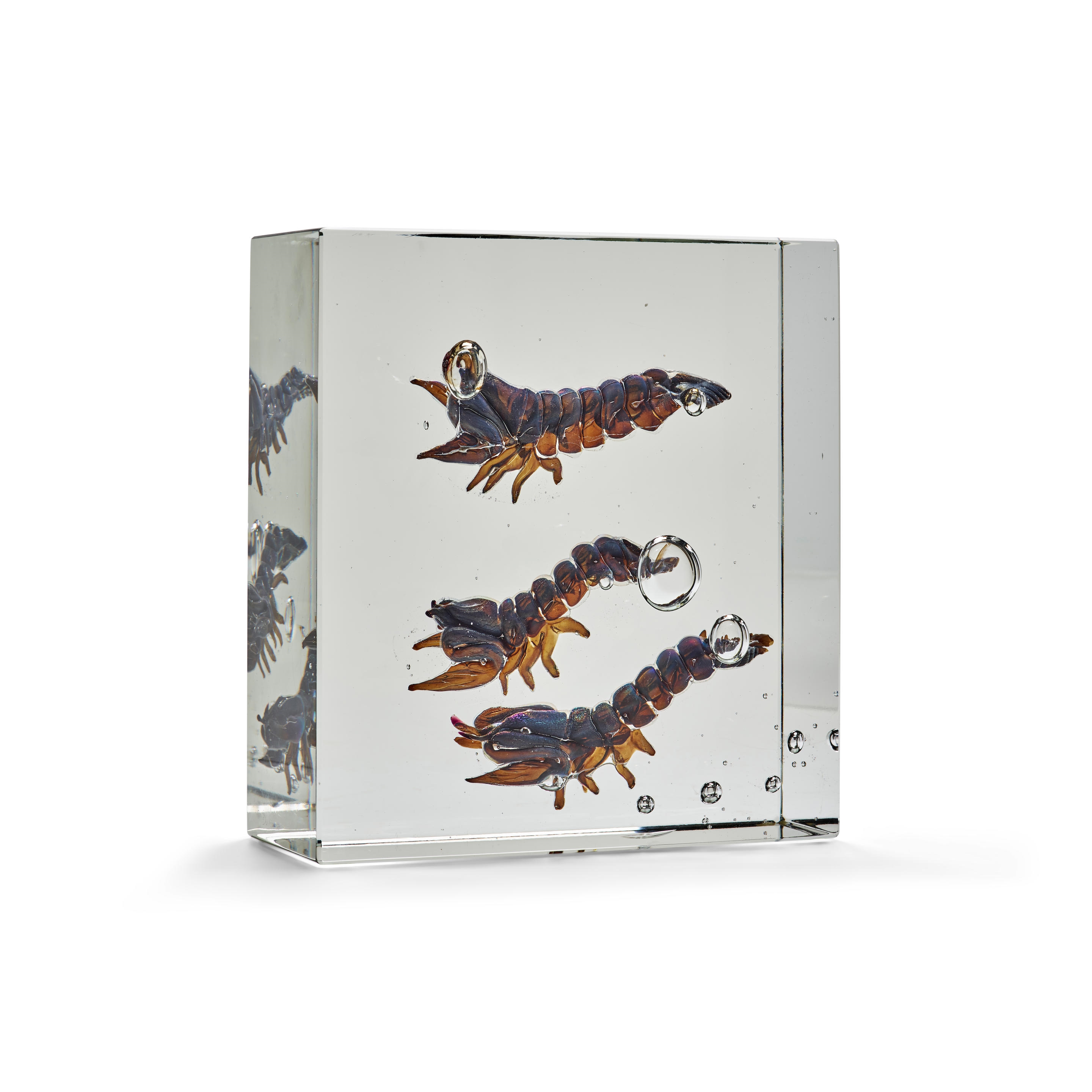 Alfredo Barbini Aquarium Sculpture with Three Shrimp MutualArt