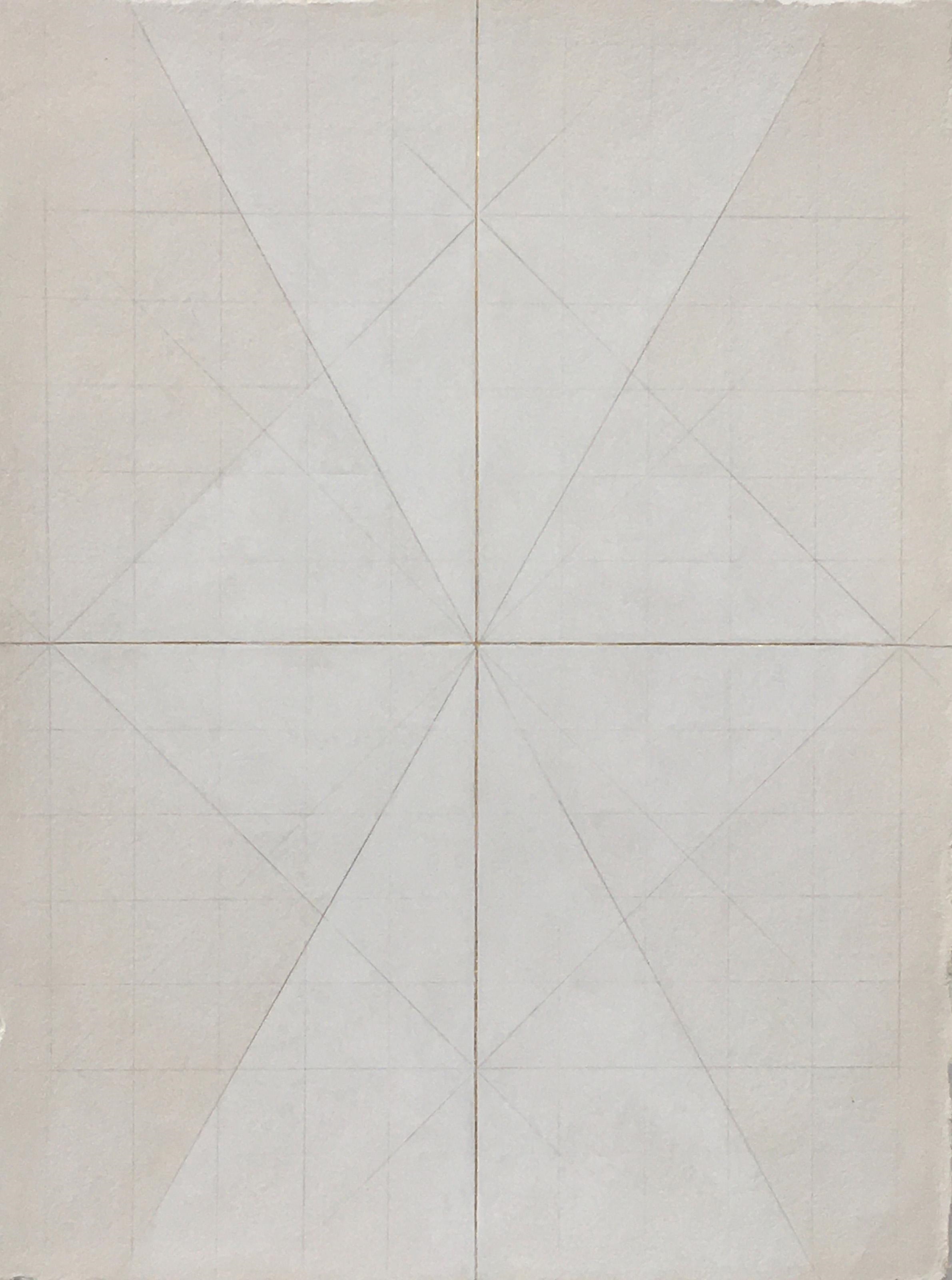 Artwork by Florina Sbircea, WHITE CITY IV, Made of Acrylic, 24K Gold Leaf and Silverpoint on Arches