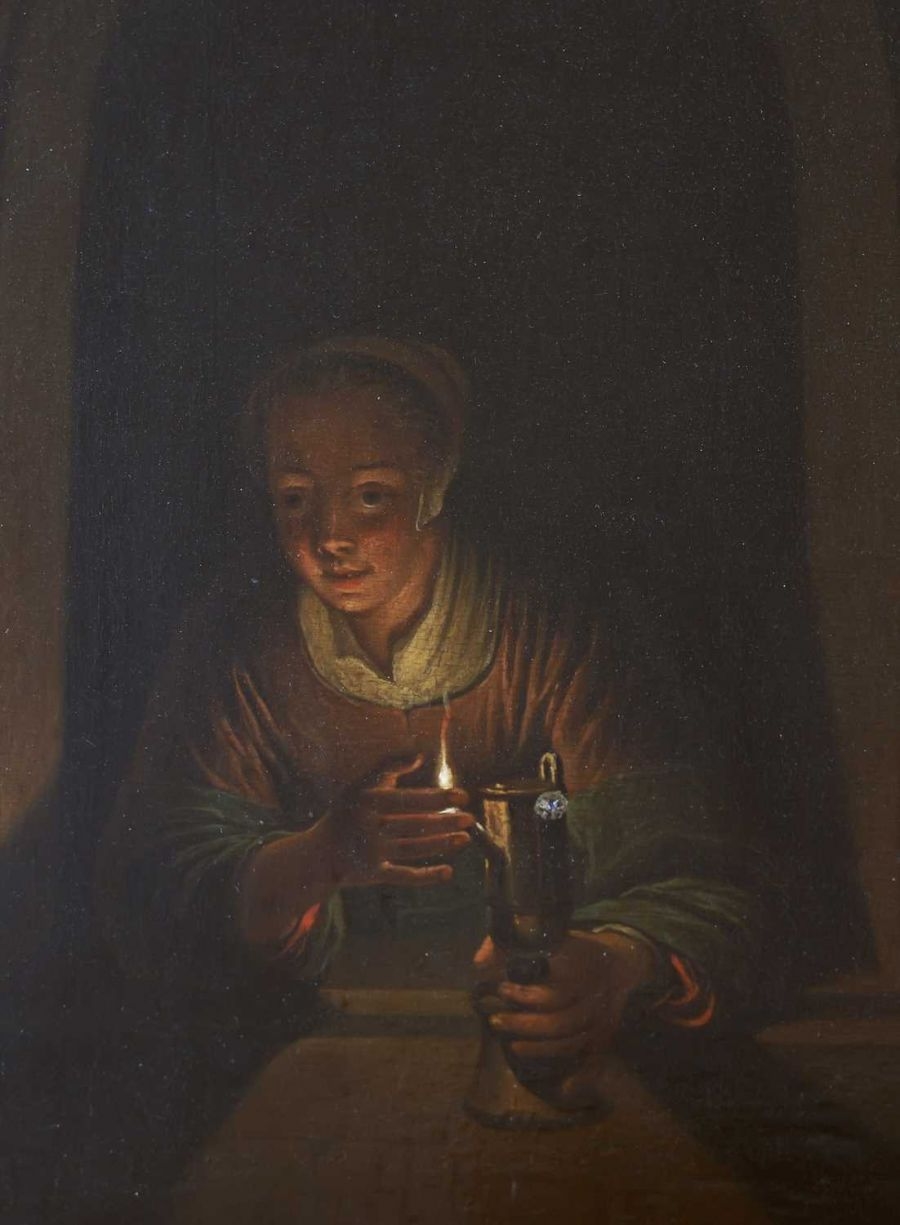Gerrit Dou | Mädchen mit Kerze am Fenster | MutualArt