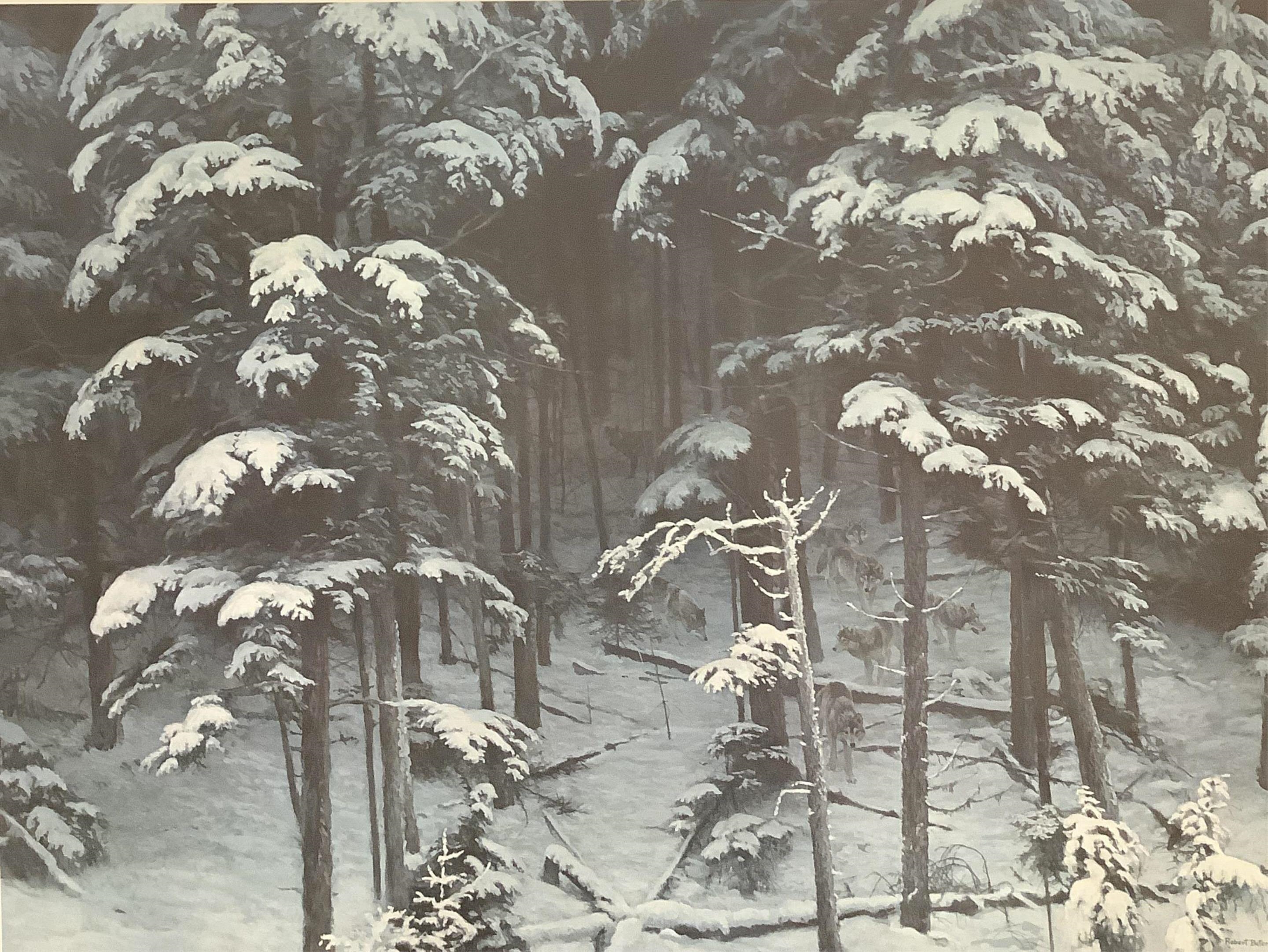 Robert McLellan Bateman | Descending Shadows-Timber Wolves | MutualArt