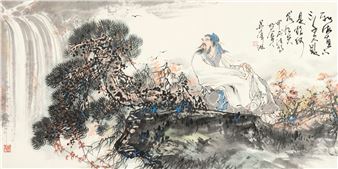 Watching Waterfall on Pine Cliff - Wu Zehao