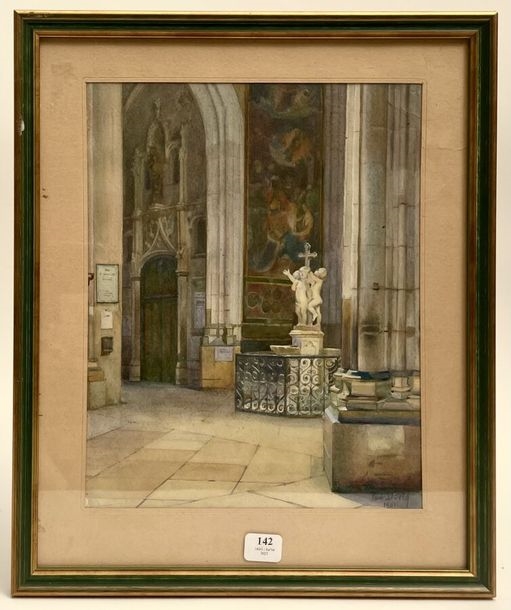 Artwork by David Paul, View of the Church of Saint Germain l'Auxerrois, Made of watercolor drawing