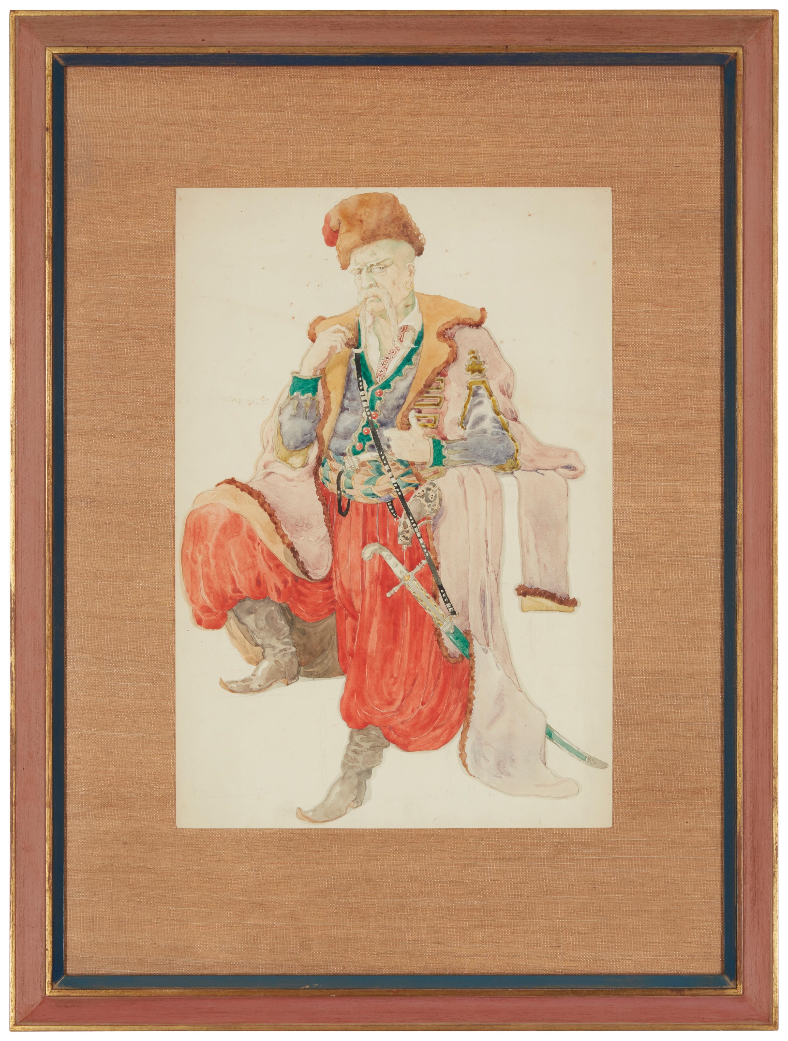 Artwork by Vsevolod Ulianoff, "Russian Man, Taras Bulba", Made of Watercolor on paper