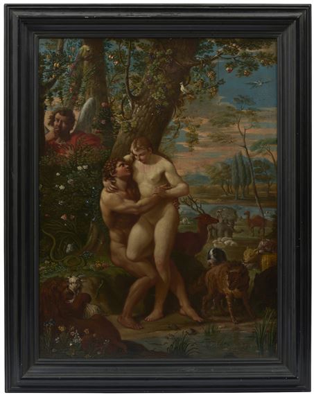 Flemish School, 18th Century | Adam and Eve in the Garden watched by ...