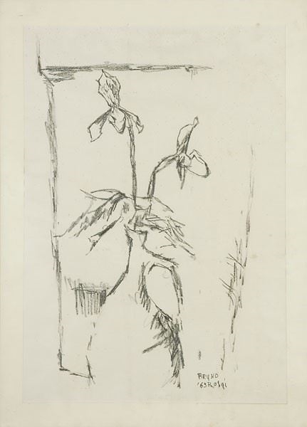 Artwork by Bruno Rosai, Vase with flower, Made of Charcoal on paper