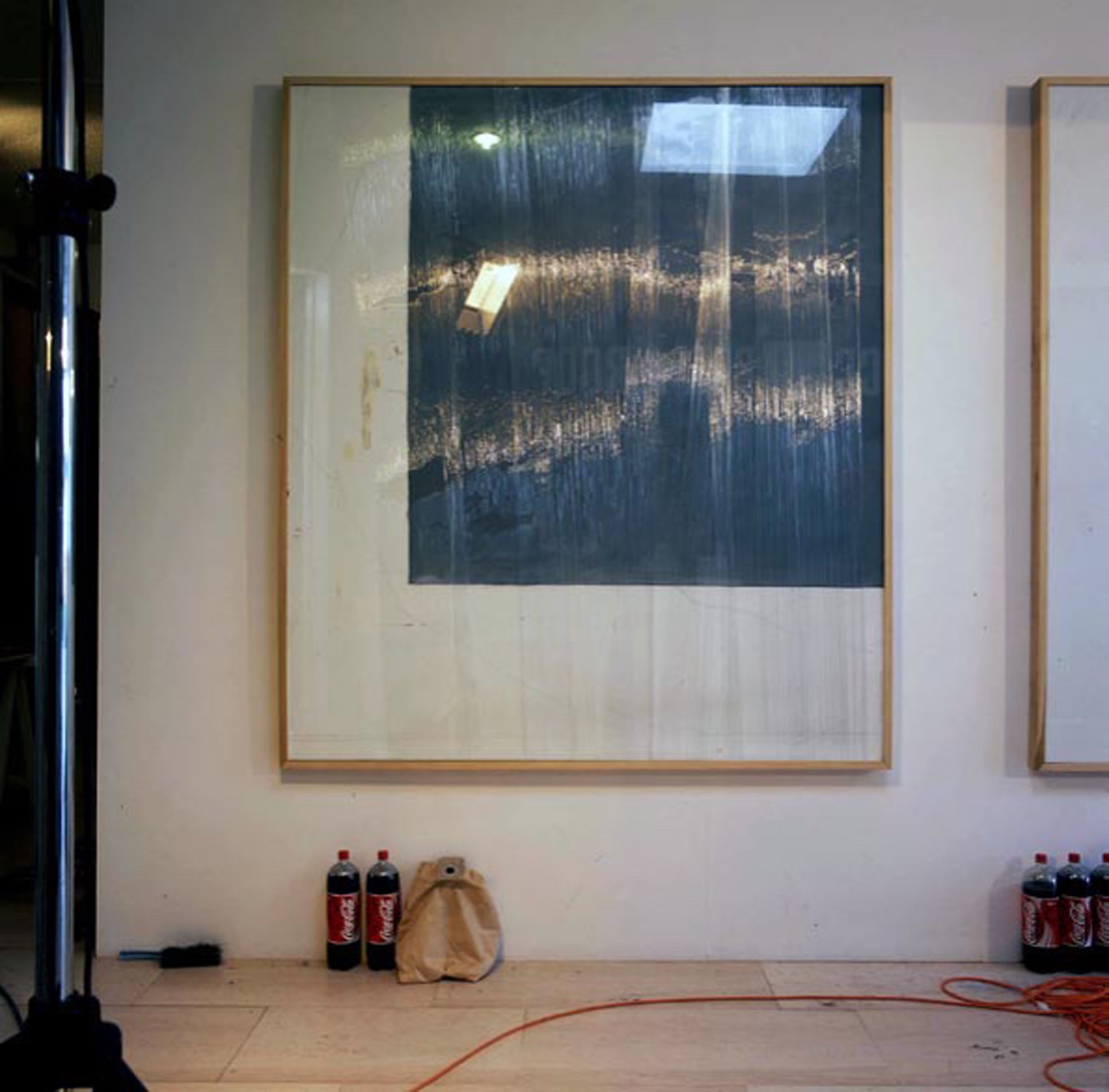 Artwork by Matthieu Ronsse, Untitled (Grey and white), Made of Oil on canvas and plastic sheets