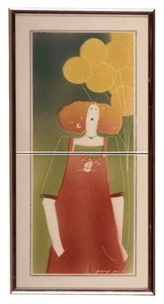 Woman with Yellow Balloons - Marie Proux