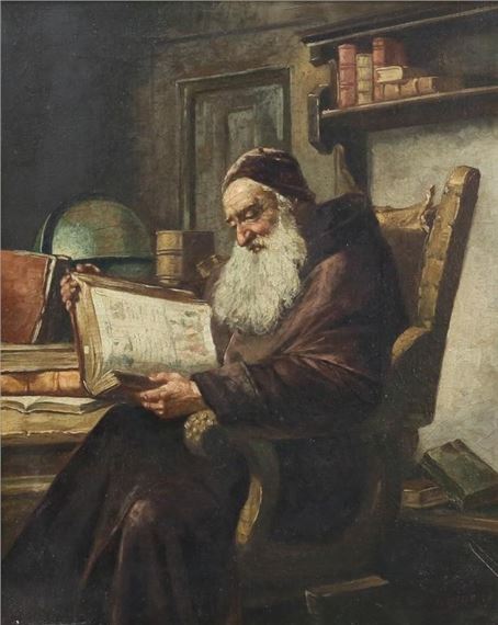 Portrait of a monk reading by Donatus Buongiorno