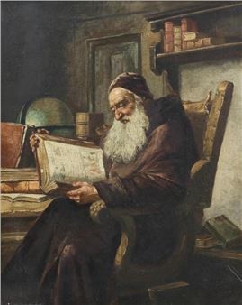 Portrait of a monk reading - Donatus Buongiorno