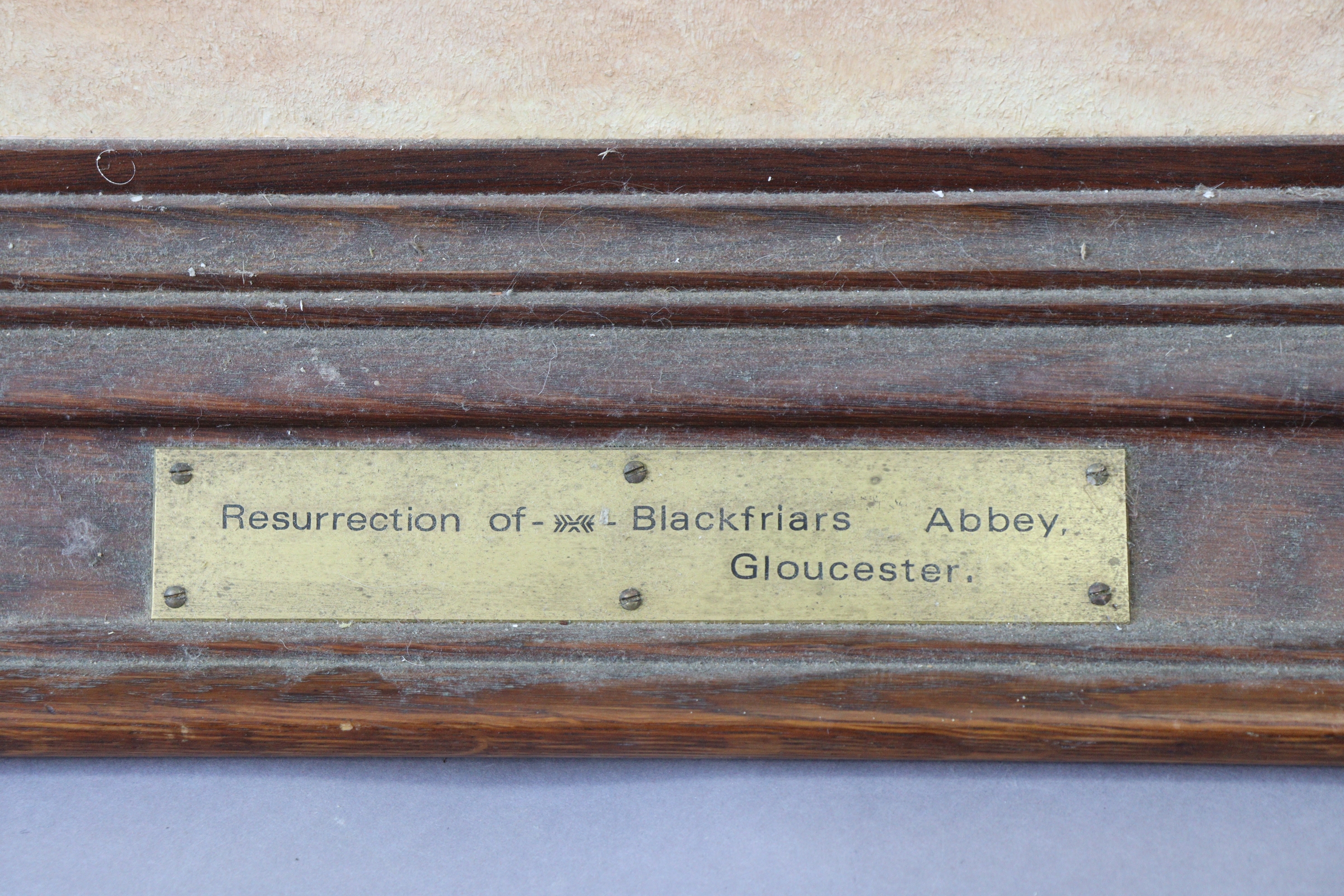 Artwork by John Brooks, Resurrection of Blackfriars Abbey Gloucester, Made of oil painting on board