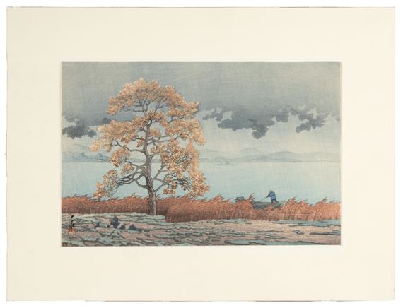 Rain on Lake Mashū by Hasui Kawase, 1932