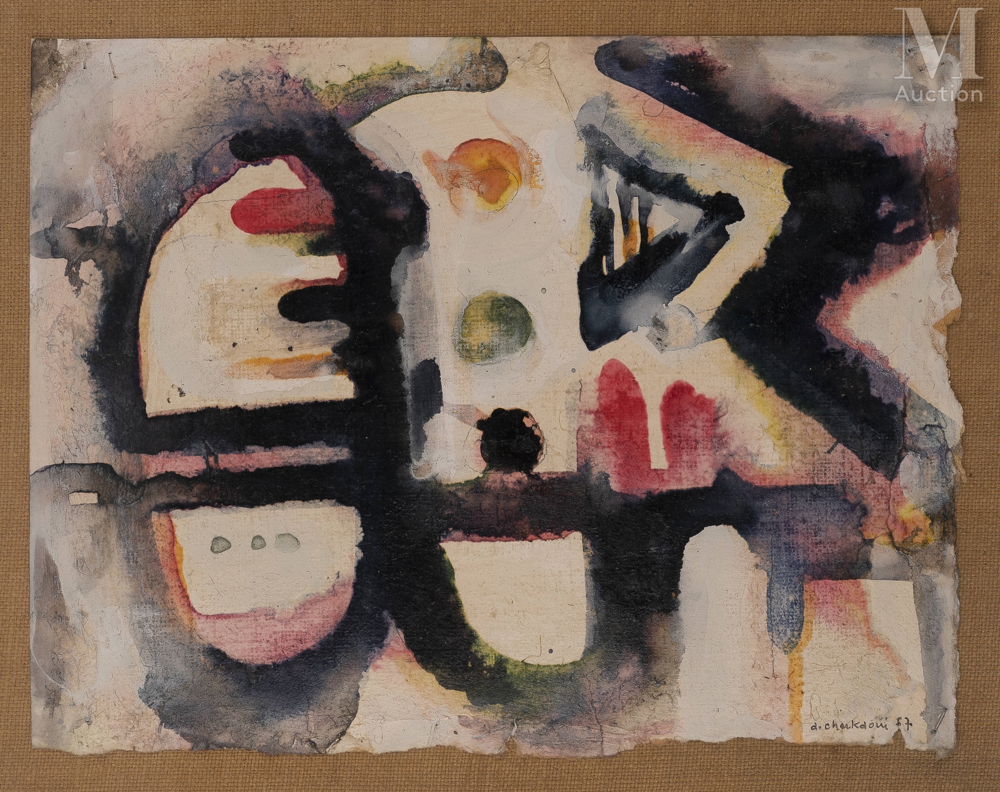 Artwork by Ahmed Cherkaoui, Composition, Made of ixed media on paper or cardboard