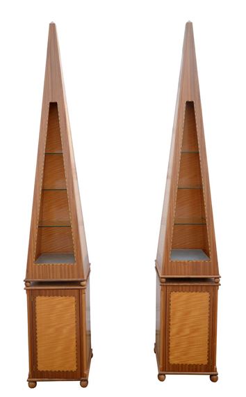 a pair of obelisk display cabinets by Andrew Varah