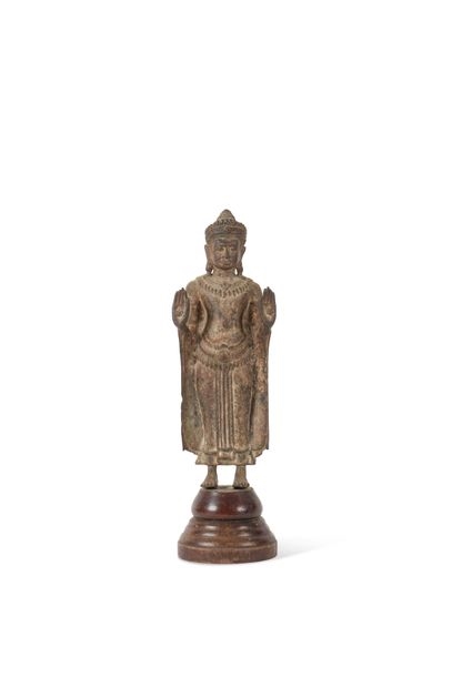 Artwork by Thai School, 19th Century, Standing Buddha, Made of bronze