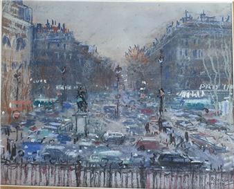 Scène animée à Paris - Gyorgy Ruzisckay