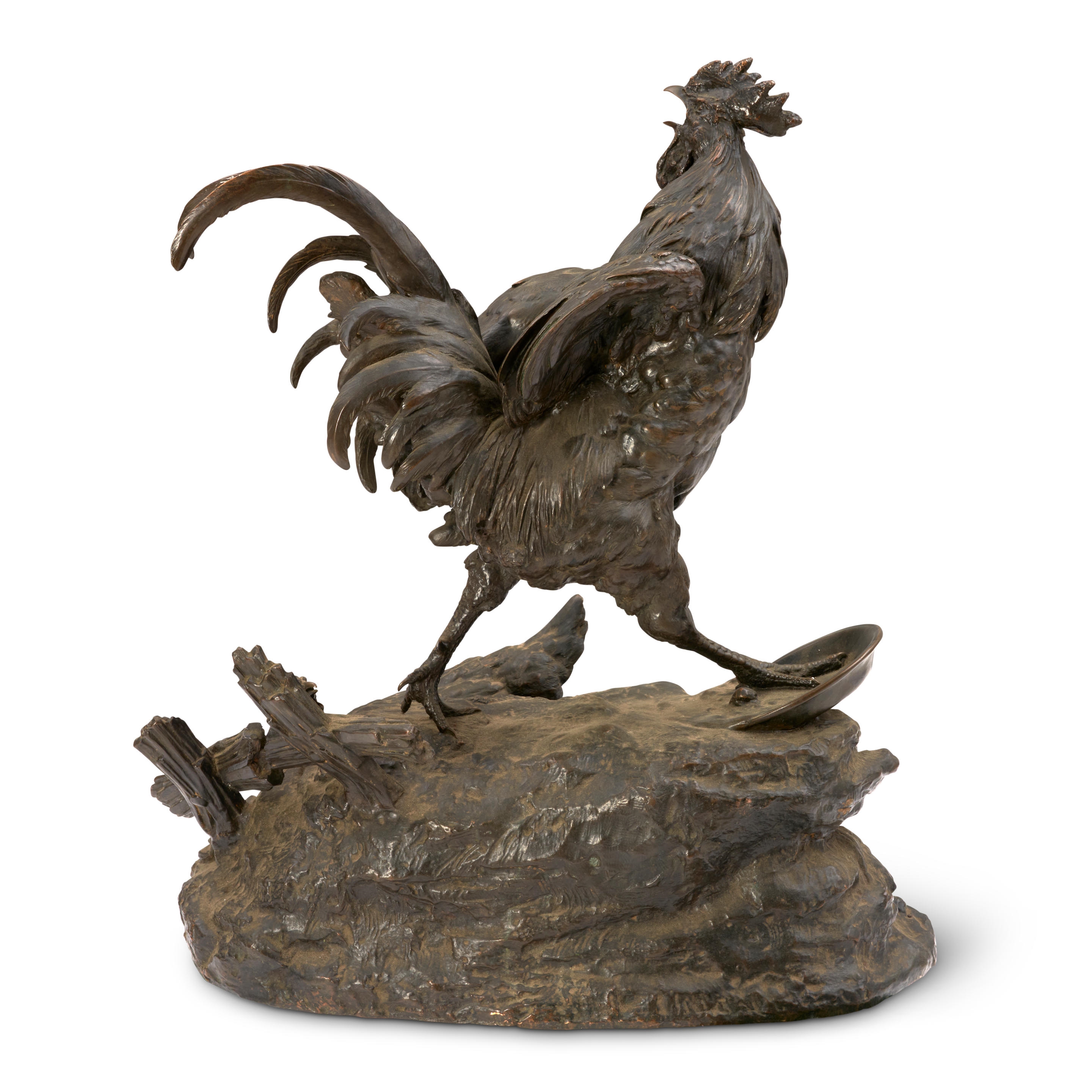 Magnifique Coq en Bronze sur Socle en Bois – Signé Paul Comolera