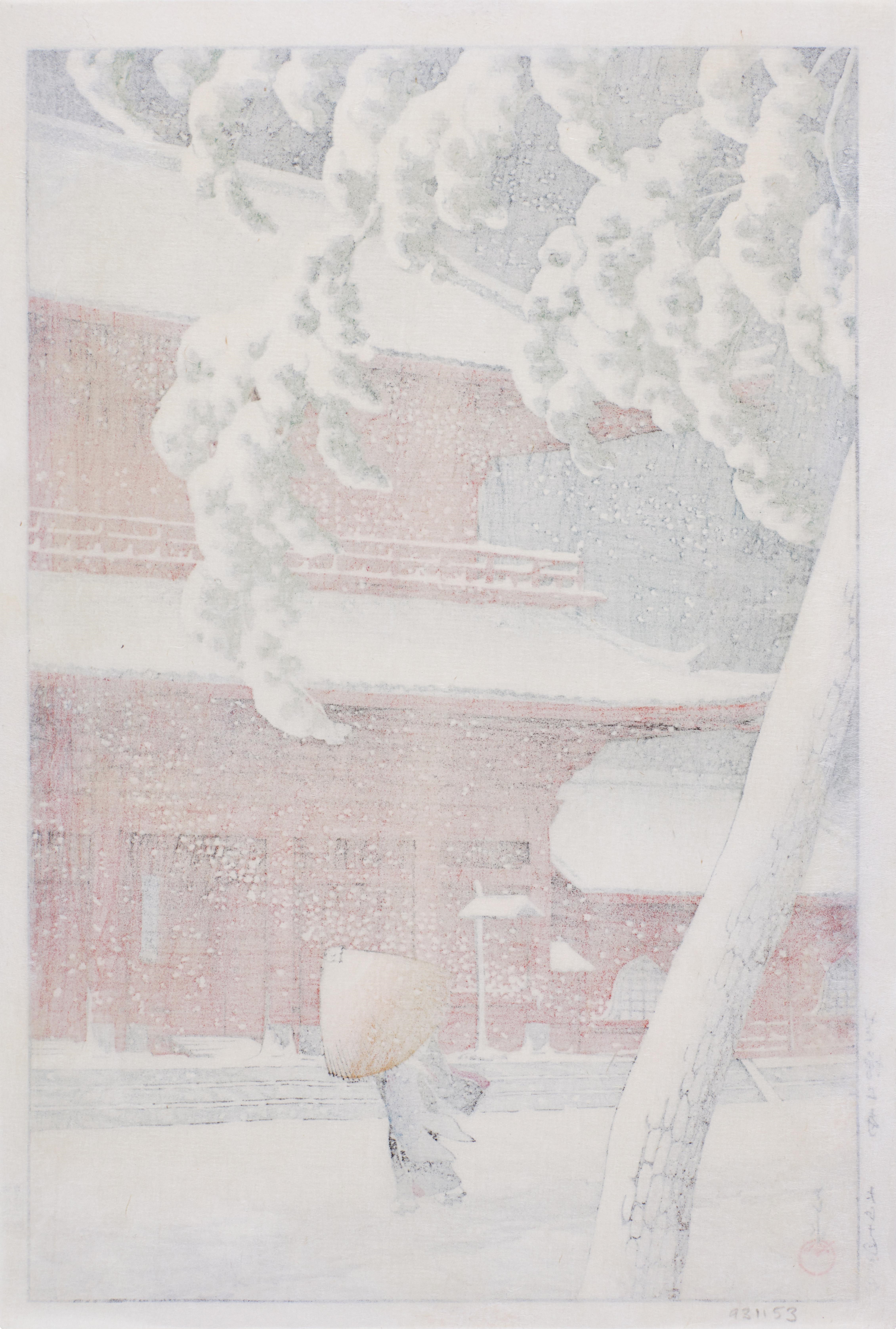 Artwork by Hasui Kawase, Zojo-ji Temple in Shiba ( Shiba Zojoji ), Made of woodblock print