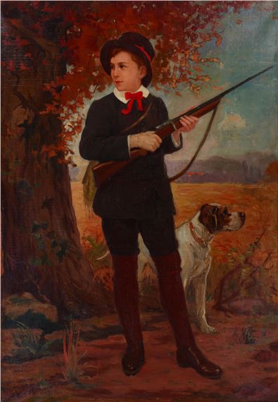 A young huntsman with his hound by Germaine de Saint-denis