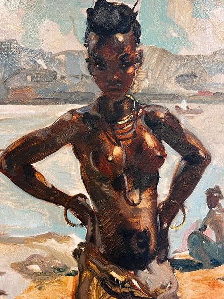 Artwork by Clement Serneels, Fish carriers returning from fishing along the Congo River, Made of Oil on canvas